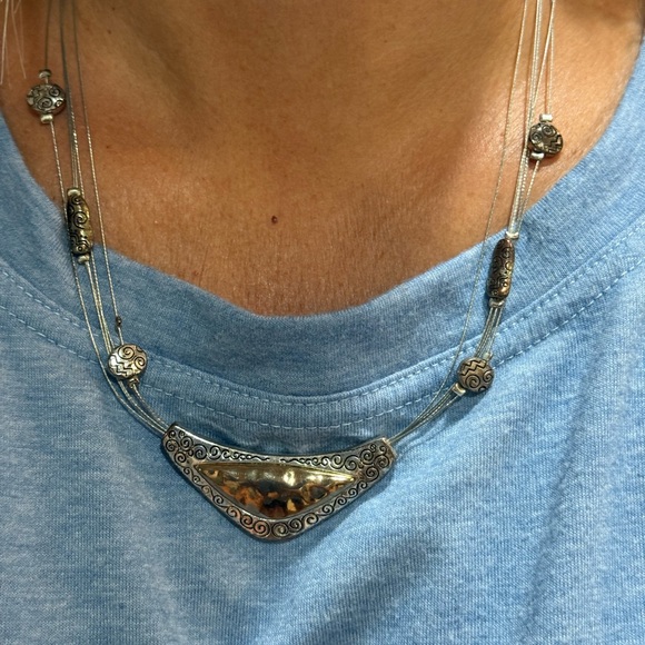 Unique Two Tone Necklace - Picture 3 of 9